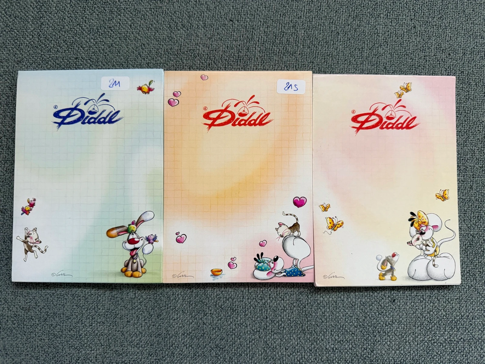 Lot de 3 feuilles Diddl format A6 sorties de blocs 